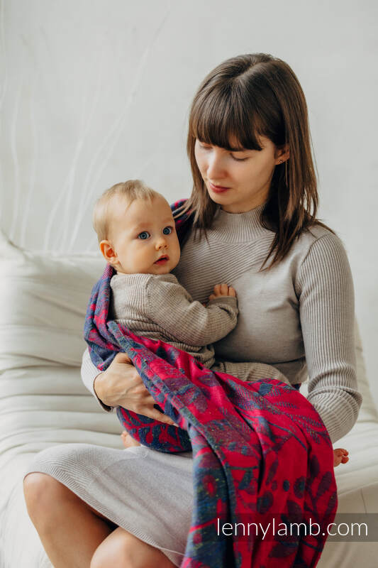 Żakardowa chusta do noszenia dzieci (45% jedwab tussah, 32% bawełna czesana,16% wełna merino, 5% jedwab, 2% kaszmir) - EKSPERYMENT nr 29 - rozmiar S #babywearing