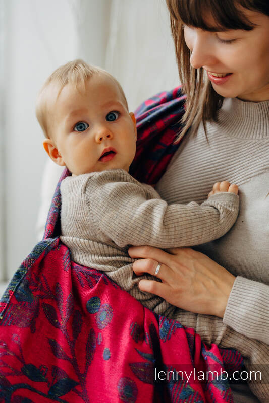 Żakardowa chusta do noszenia dzieci (45% jedwab tussah, 32% bawełna czesana,16% wełna merino, 5% jedwab, 2% kaszmir) - EKSPERYMENT nr 29 - rozmiar S #babywearing