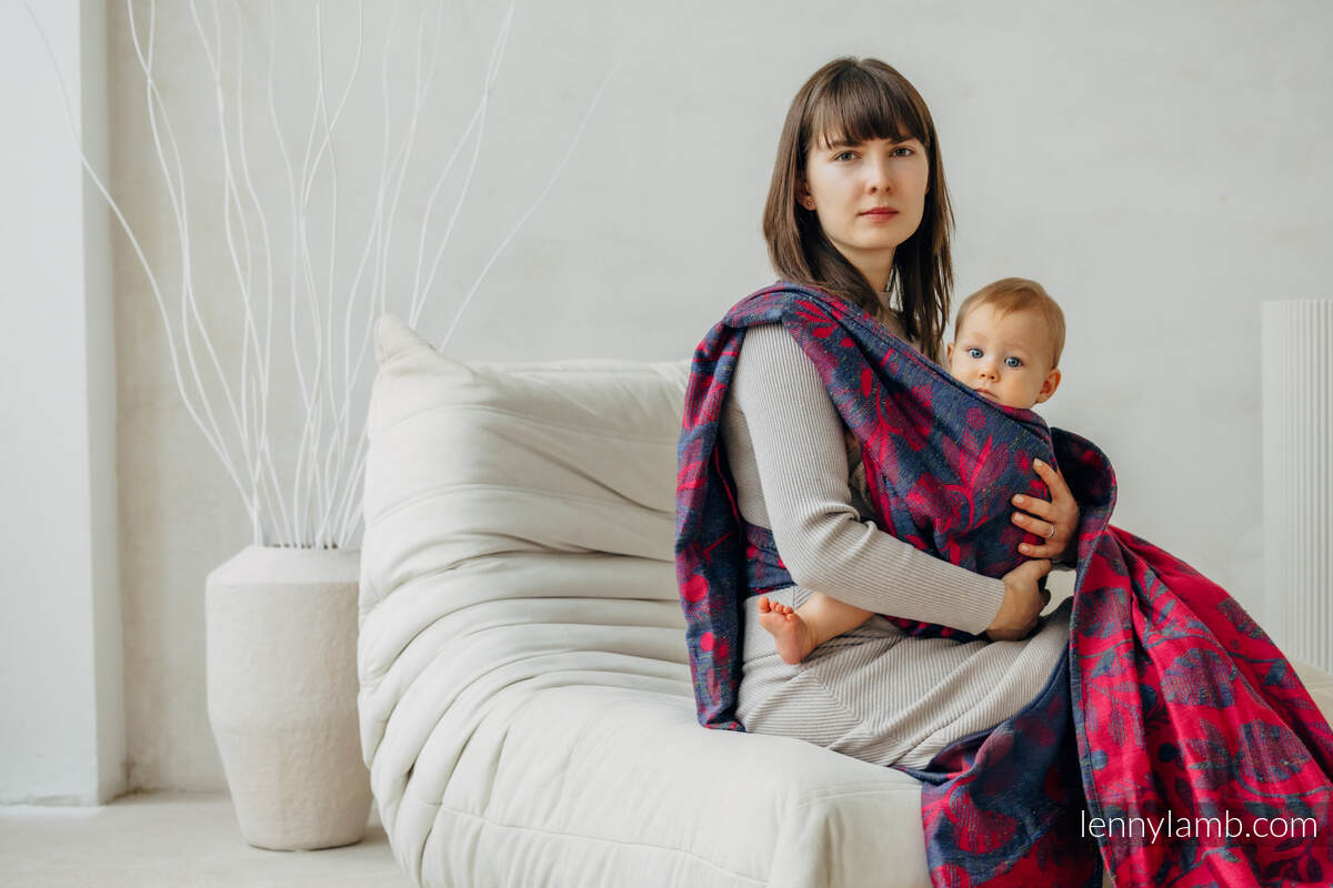 Żakardowa chusta do noszenia dzieci (45% jedwab tussah, 32% bawełna czesana,16% wełna merino, 5% jedwab, 2% kaszmir) - EKSPERYMENT nr 29 - rozmiar S #babywearing