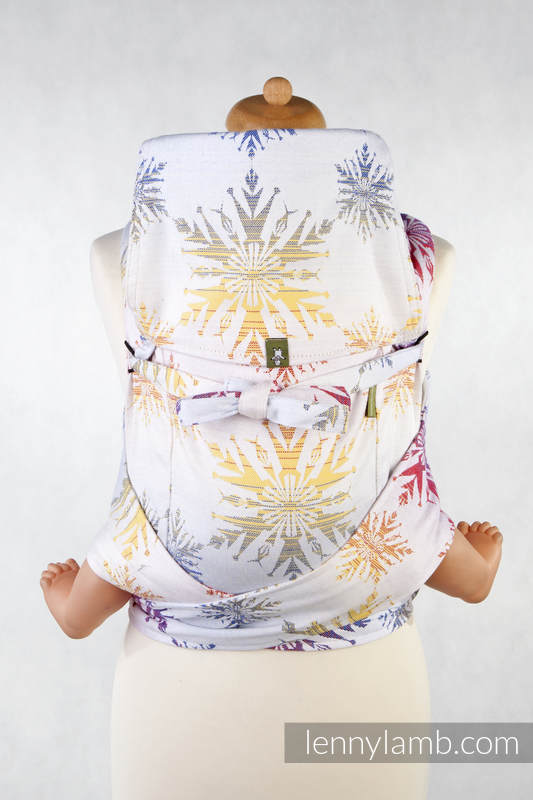 MEI-TAI carrier Toddler, jacquard weave - 100% cotton - with hood, Winter Dream (Reverse) #babywearing