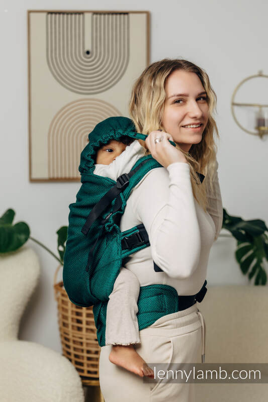 LennyPreschool Carrier, Preschool Size, herringbone weave 100% cotton - EMERALD #babywearing