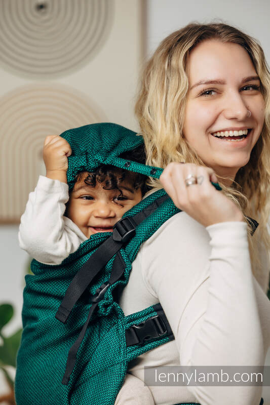 LennyPreschool Carrier, Preschool Size, herringbone weave 100% cotton - EMERALD #babywearing