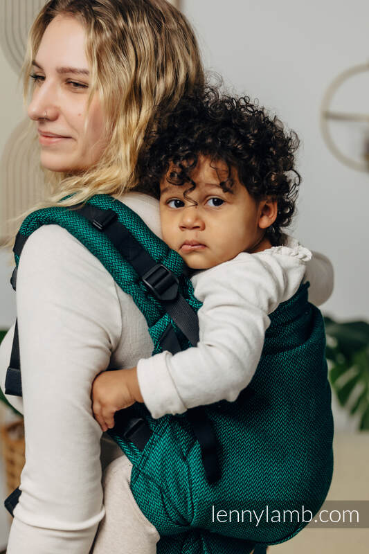 LennyPreschool Carrier, Preschool Size, herringbone weave 100% cotton - EMERALD #babywearing