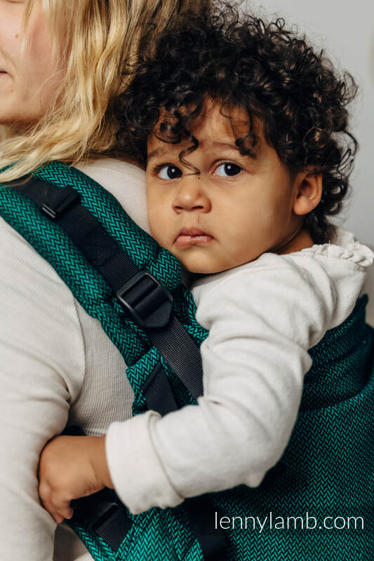 LennyPreschool Carrier, Preschool Size, herringbone weave 100% cotton - EMERALD #babywearing