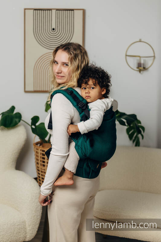 LennyPreschool Carrier, Preschool Size, herringbone weave 100% cotton - EMERALD #babywearing