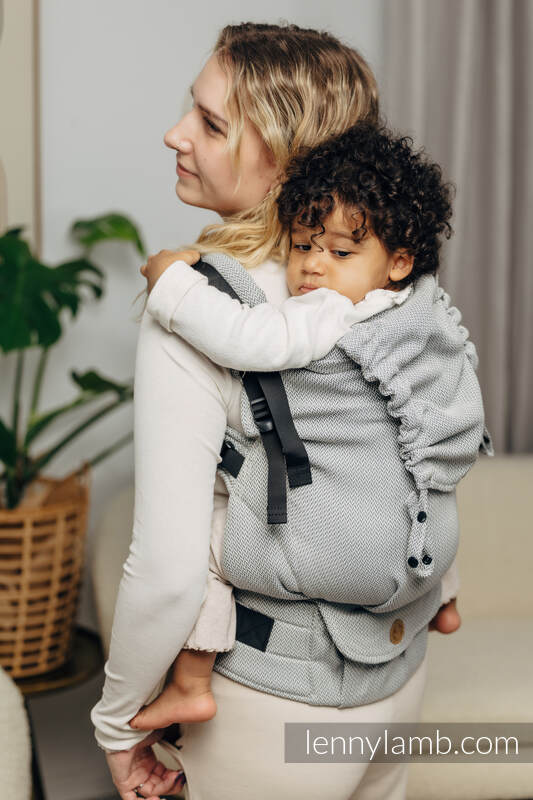 LennyPreschool Tragehilfe, Größe Preschool, Fischgrätmuster, 100% Baumwolle - BASIC LINE LITTLE HERRINGBONE GREY #babywearing