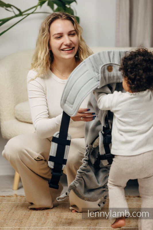 LennyPreschool Carrier, Preschool Size, herringbone weave 100% cotton - LITTLE HERRINGBONE GREY (grade B) #babywearing