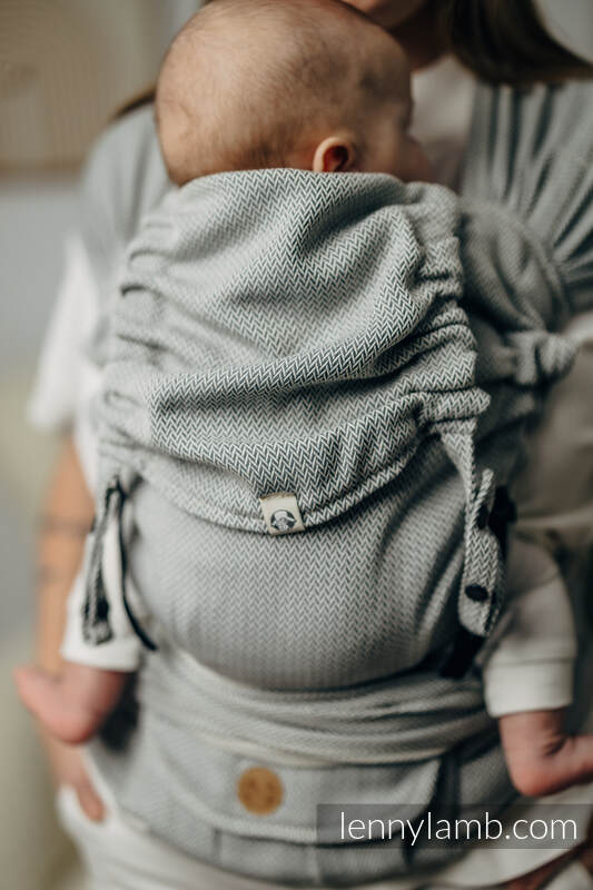 My First Baby Carrier - LennyHybrid Half Buckle, Standard Size, herringbone weave 100% cotton - LITTLE HERRINGBONE GREY #babywearing