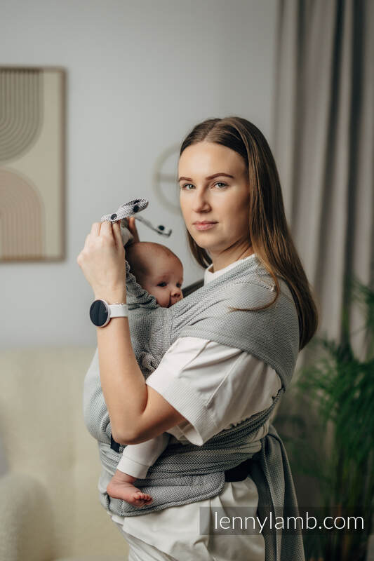 My First Baby Carrier - LennyHybrid Half Buckle, Standard Size, herringbone weave 100% cotton - LITTLE HERRINGBONE GREY #babywearing