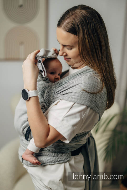 My First Baby Carrier - LennyHybrid Half Buckle, Standard Size, herringbone weave 100% cotton - LITTLE HERRINGBONE GREY #babywearing