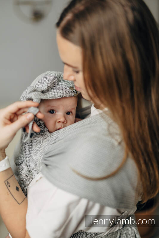 My First Baby Carrier - LennyHybrid Half Buckle, Standard Size, herringbone weave 100% cotton - LITTLE HERRINGBONE GREY #babywearing