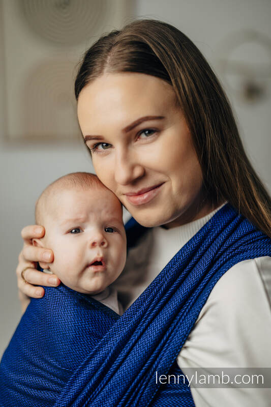 Écharpe de la gamme de base - COBALT, tissage herringbone, 100 % coton, taille S #babywearing