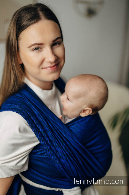 Écharpe de la gamme de base - COBALT, tissage herringbone, 100 % coton, taille XS #babywearing