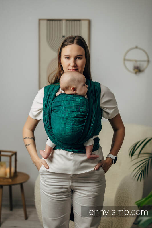 Écharpe de la gamme de base - EMERALD, tissage herringbone, 100 % coton, taille S #babywearing