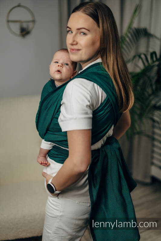 Écharpe de la gamme de base - EMERALD, tissage herringbone, 100 % coton, taille S #babywearing