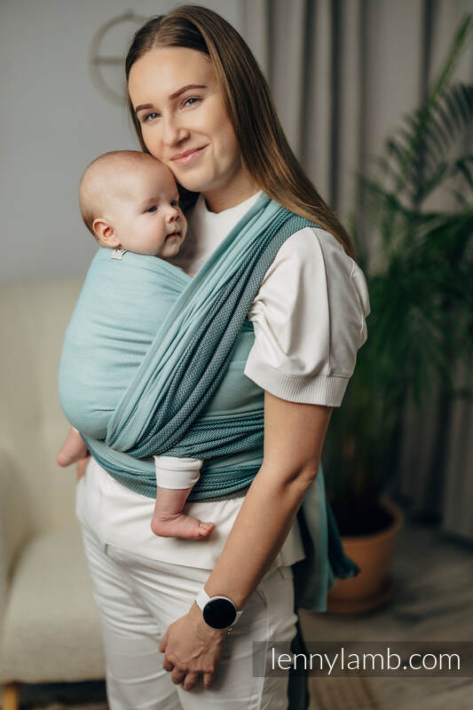 Fular Línea Básica, tejido Herringbone (100% algodón) - LITTLE HERRINGBONE BABY MINT - talla S (grado B) #babywearing