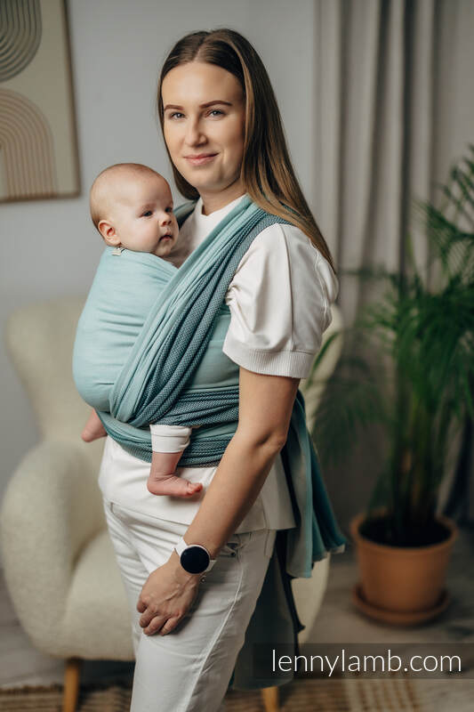 Fular Línea Básica, tejido Herringbone (100% algodón) - LITTLE HERRINGBONE BABY MINT - talla L #babywearing