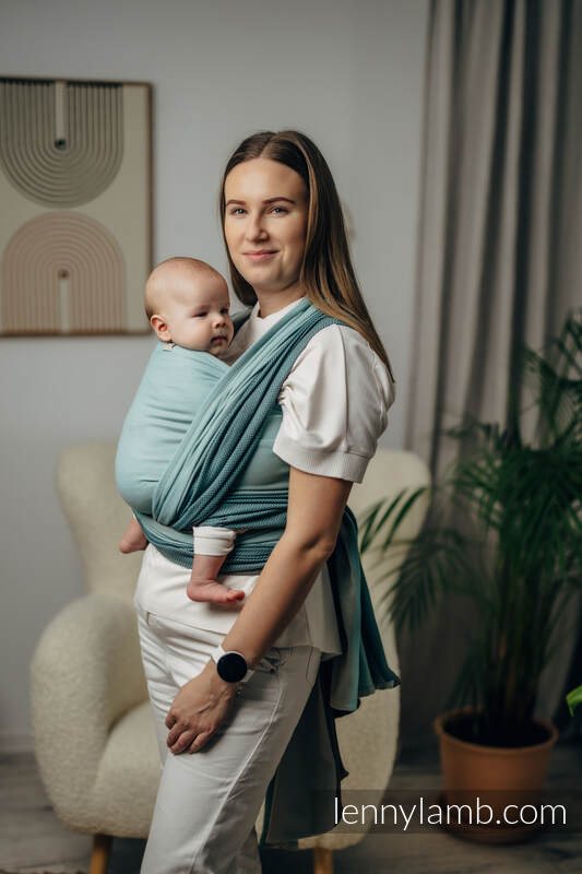 My First Baby Sling, Herringbone Weave (100% cotton) - LITTLE HERRINGBONE BABY MINT - size L #babywearing