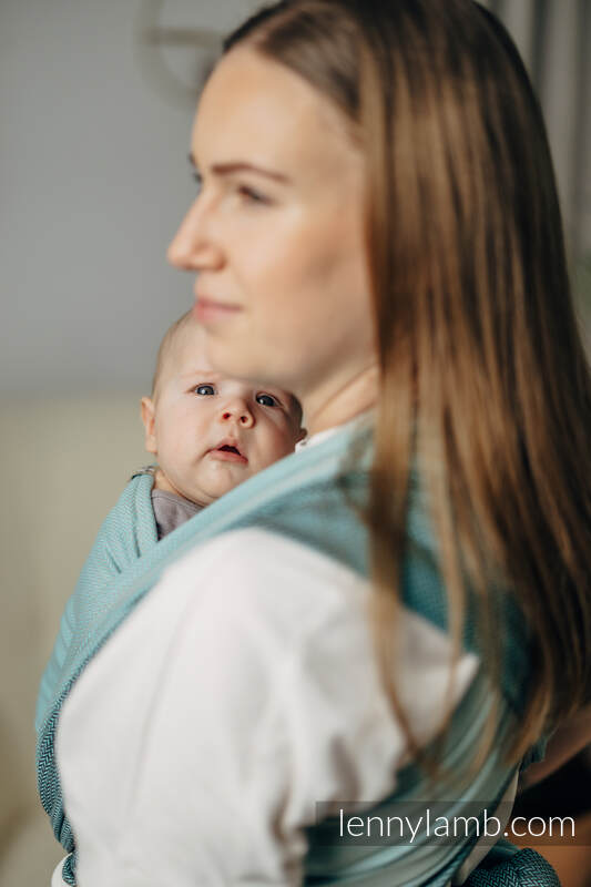 Fular Línea Básica, tejido Herringbone (100% algodón) - LITTLE HERRINGBONE BABY MINT - talla L #babywearing