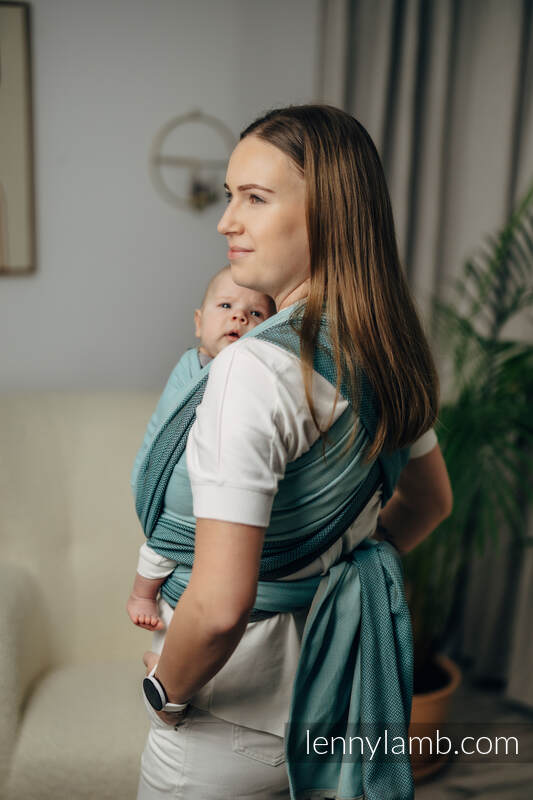 Fular Línea Básica, tejido Herringbone (100% algodón) - LITTLE HERRINGBONE BABY MINT - talla S (grado B) #babywearing