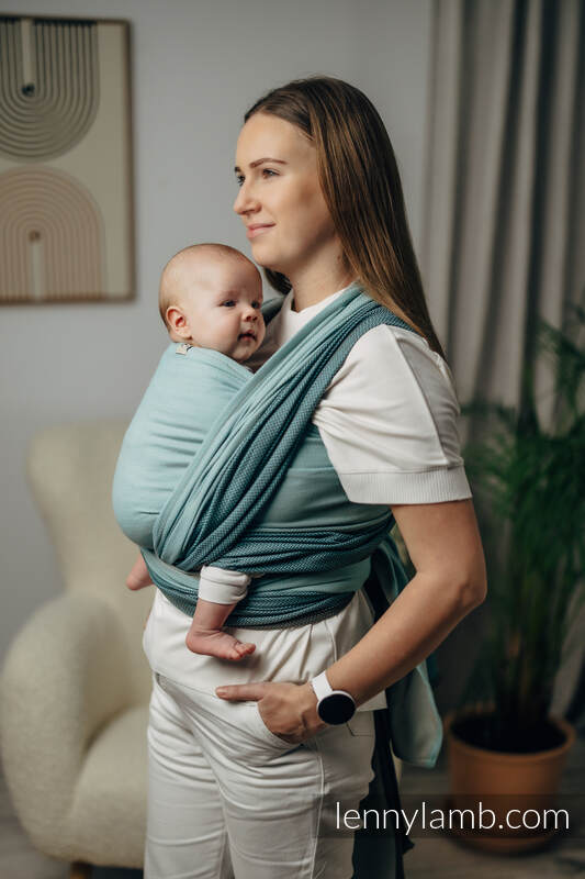 Fular Línea Básica, tejido Herringbone (100% algodón) - LITTLE HERRINGBONE BABY MINT - talla S (grado B) #babywearing