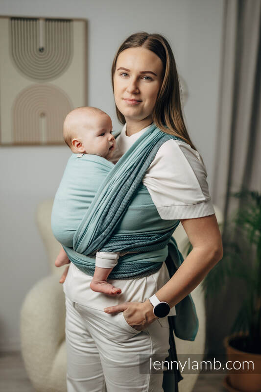 Mein Erstes Tragetuch, Fischgrätmuster (100% Baumwolle) - LITTLE HERRINGBONE BABY MINT - Größe XS #babywearing