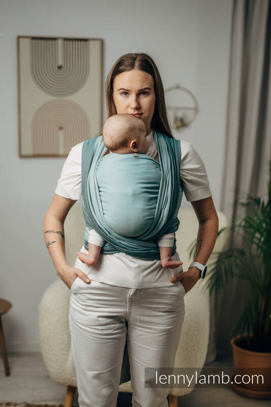 Fular Línea Básica, tejido Herringbone (100% algodón) - LITTLE HERRINGBONE BABY MINT - talla L #babywearing