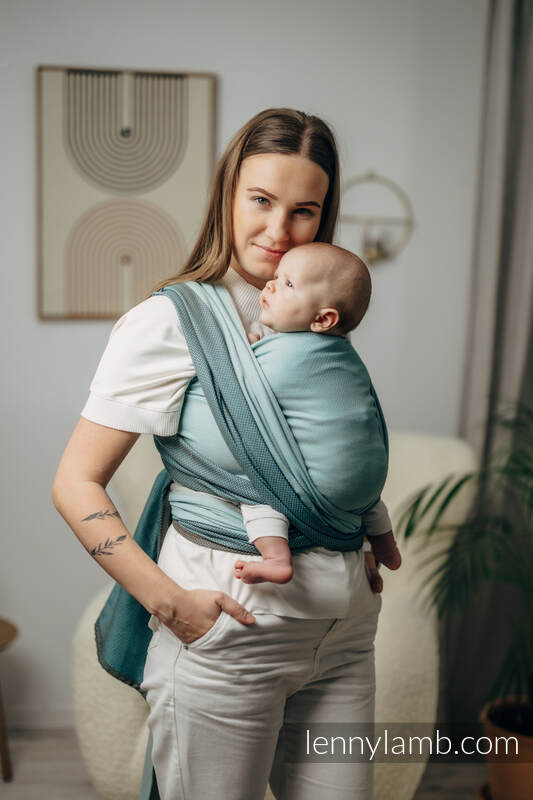 Mein Erstes Tragetuch, Fischgrätmuster (100% Baumwolle) - LITTLE HERRINGBONE BABY MINT - Größe XS #babywearing