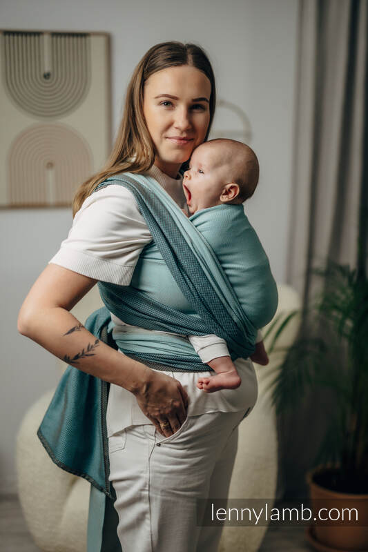 Fular Línea Básica, tejido Herringbone (100% algodón) - LITTLE HERRINGBONE BABY MINT - talla S (grado B) #babywearing