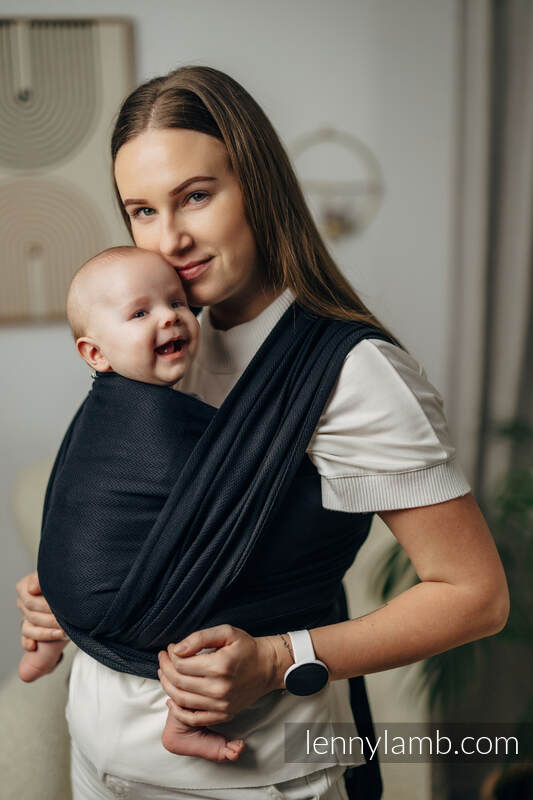 Baby Sling, Herringbone Weave (100% cotton) - LITTLE HERRINGBONE EBONY BLACK - size M #babywearing