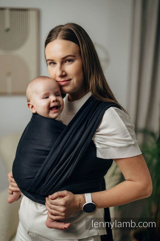 Fular Línea Básica, tejido Herringbone (100% algodón) - LITTLE HERRINGBONE EBONY BLACK - talla XL #babywearing