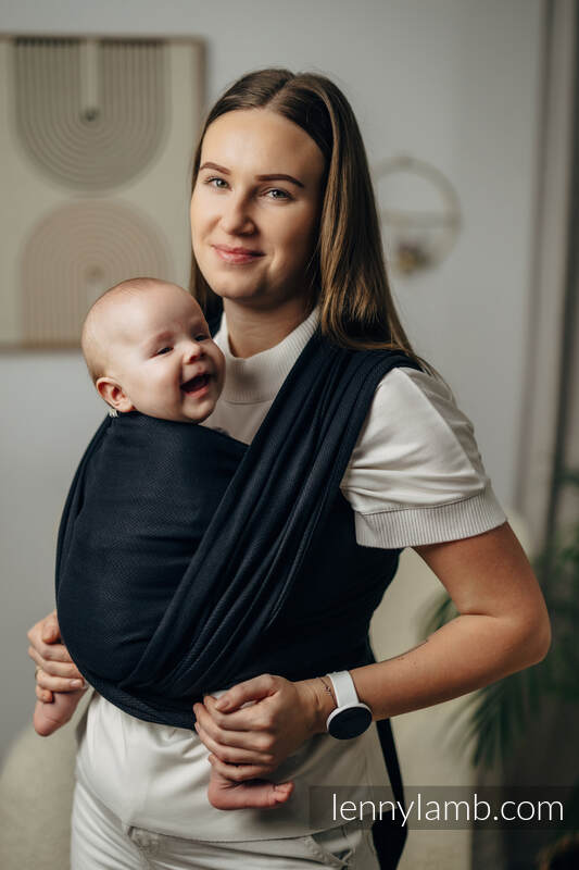 Écharpe de la gamme de base, tissage herringbone (100 % coton) - LITTLE HERRINGBONE EBONY BLACK - taille S (grade B) #babywearing