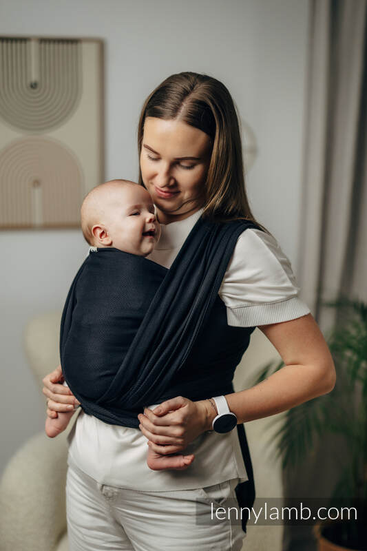 Écharpe de la gamme de base, tissage herringbone (100 % coton) - LITTLE HERRINGBONE EBONY BLACK - taille S (grade B) #babywearing