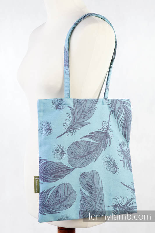 Shopping bag made of wrap fabric (100% cotton) - FEATHERS TURQUOISE & PURPLE  #babywearing