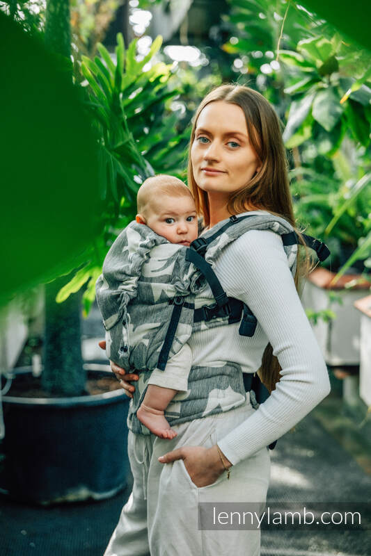 LennyUpGrade Tragehilfe, Größe Standard, Jacquardwebung, (68% Baumwolle, 16% Leinen, 16% Modal) - BIRDY - WHITE NOISE #babywearing