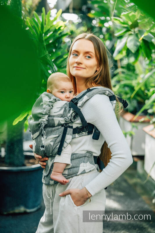 LennyUpGrade Carrier, Standard Size, jacquard weave (68% cotton 16% linen 16% modal) - BIRDY - WHITE NOISE #babywearing