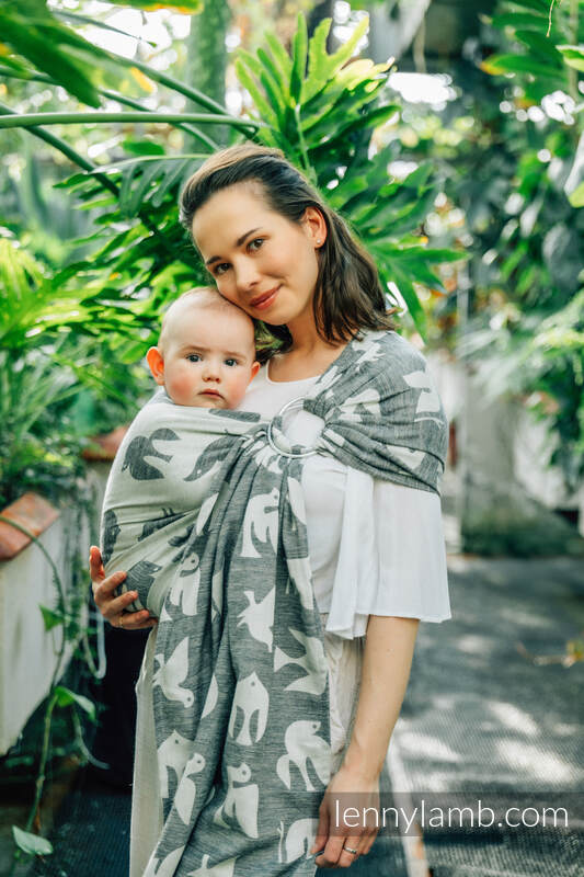 Sling, jacquard (68% Coton, 16% Lin, 16% Modal) - avec épaule sans plis - BIRDY - WHITE NOISE - standard 1.8m #babywearing