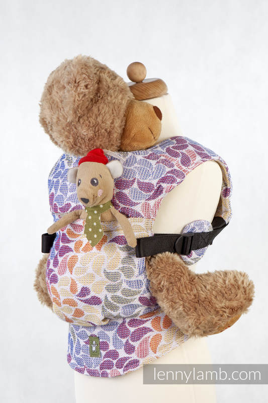 Nosidełko dla lalek z tkaniny chustowej - KOLORY ŻYCIA (drugi gatunek) #babywearing
