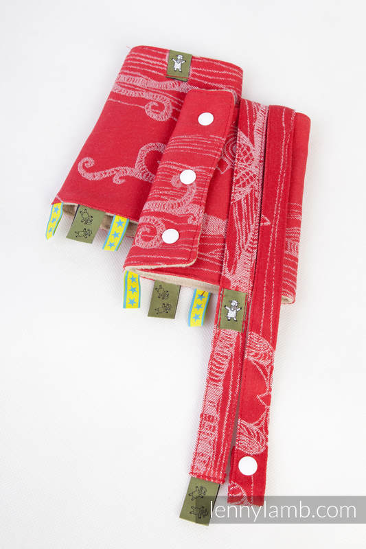 Drool Pads & Reach Straps Set, (60% cotton, 40% polyester) - Bubo Owls Red & White #babywearing