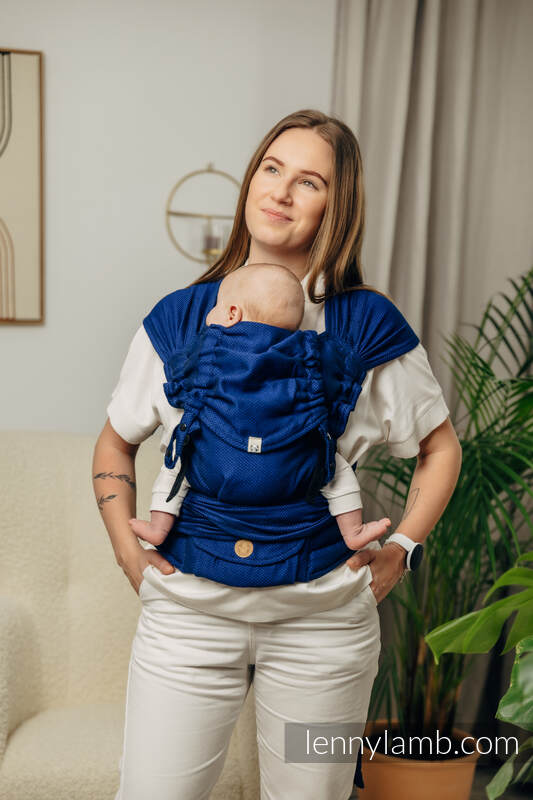 LennyHybrid - porta-bebé de meia fivela, Tamanho Padrão, LITTLE HERRINGBONE - COBALT  #babywearing