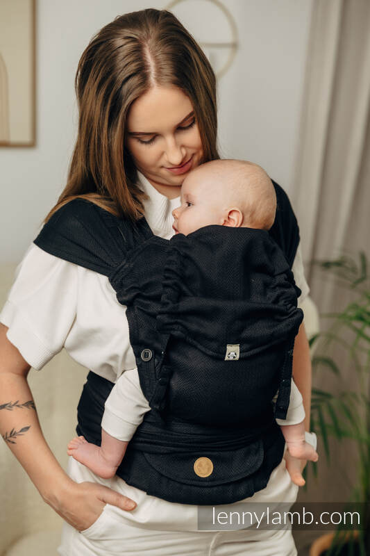 LennyHybrid - porta-bebé de meia fivela, Tamanho Padrão, LITTLE HERRINGBONE - EBONY BLACK  #babywearing