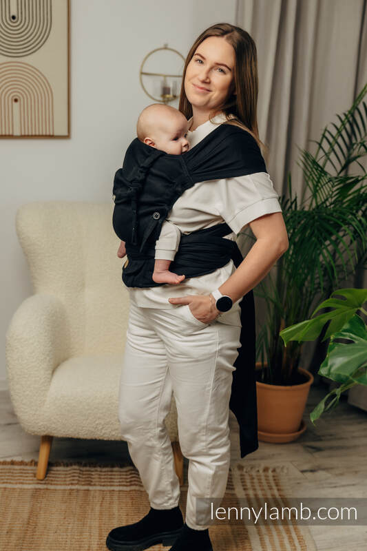 LennyHybrid - porta-bebé de meia fivela, Tamanho Padrão, LITTLE HERRINGBONE - EBONY BLACK  #babywearing