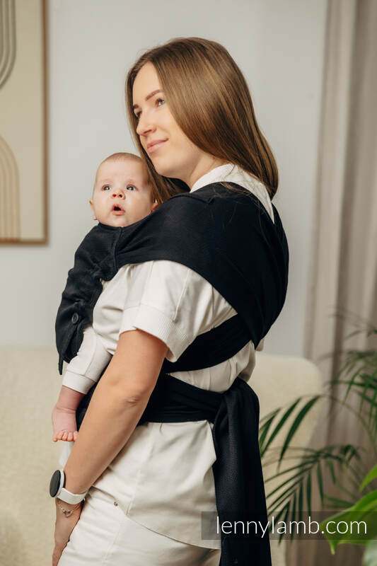 LennyHybrid - porta-bebé de meia fivela, Tamanho Padrão, LITTLE HERRINGBONE - EBONY BLACK  #babywearing