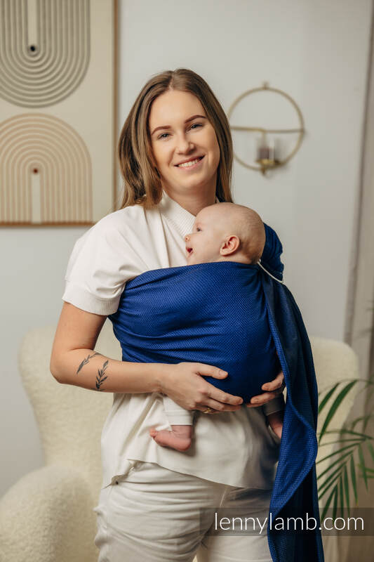 RingSling - COBALT, mit Raffung an den Ringen - 100% BAUMWOLLE - Fischgrätmuster- standard 1.8m (grad B) #babywearing