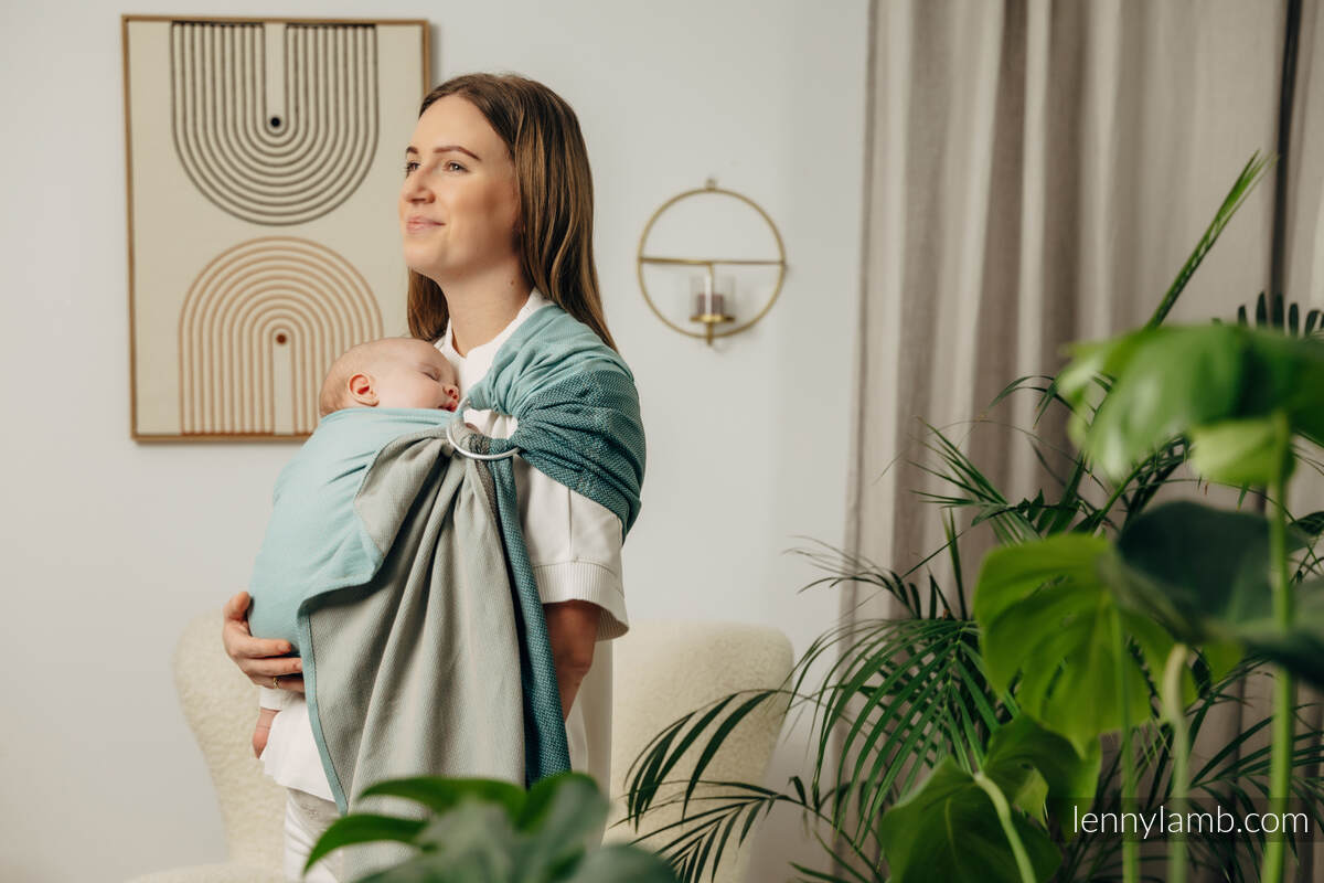 Sling de argolas, Tamanho Padrão 1,8m, LITTLE HERRINGBONE - BABY MINT  #babywearing