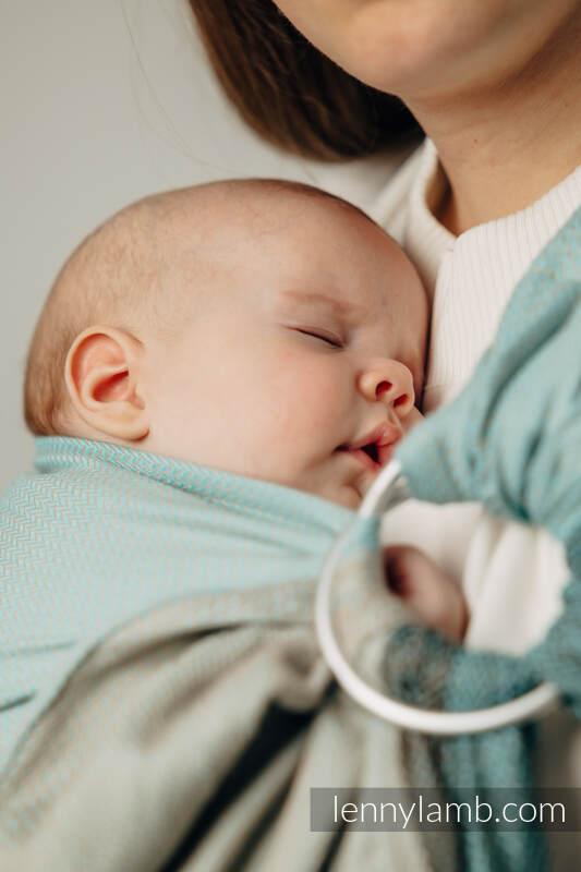 Sling de argolas, Tamanho Padrão 1,8m, LITTLE HERRINGBONE - BABY MINT  #babywearing