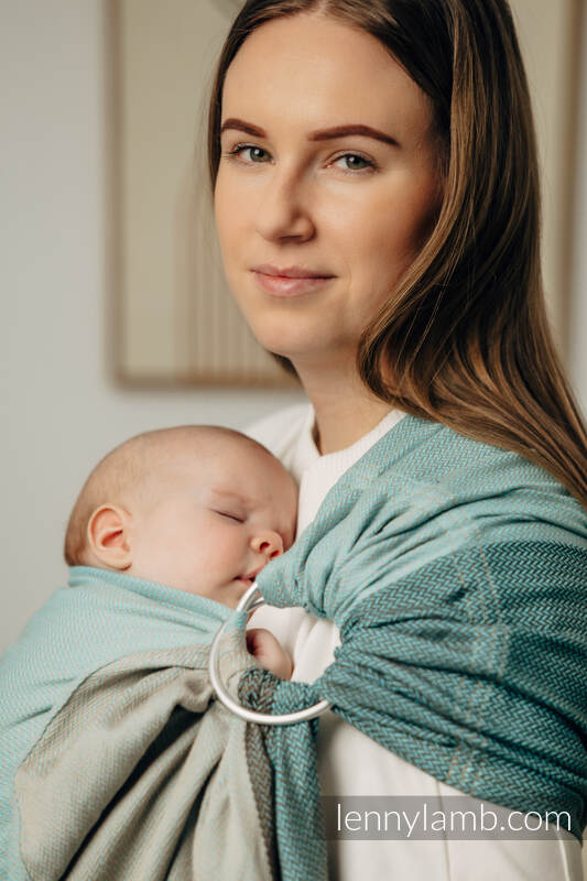 Sling de argolas, Tamanho Padrão 1,8m, LITTLE HERRINGBONE - BABY MINT  #babywearing