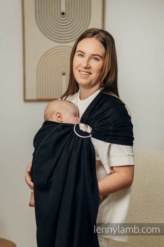 Sling de argolas, Tamanho Padrão 1,8m, LITTLE HERRINGBONE - EBONY BLACK  #babywearing