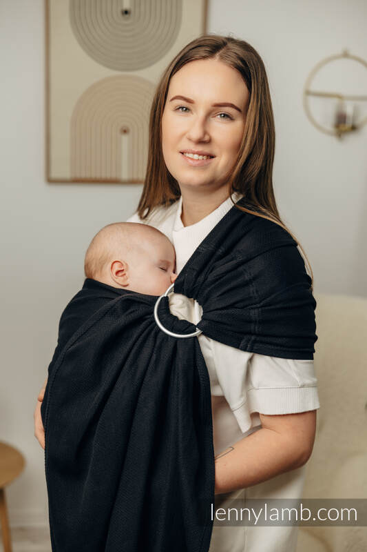 Sling de argolas, Tamanho Padrão 1,8m, LITTLE HERRINGBONE - EBONY BLACK  #babywearing