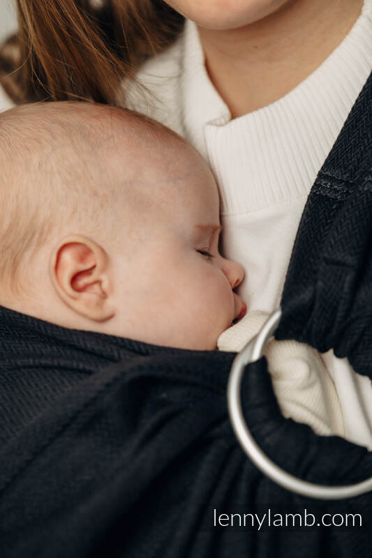 Sling de argolas, Tamanho Padrão 1,8m, LITTLE HERRINGBONE - EBONY BLACK  #babywearing